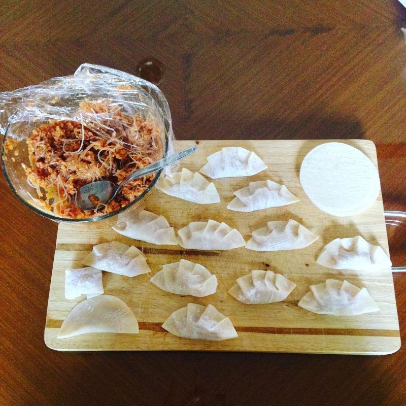 Homemade Kimchi dumplings #serebiifoodjournal ingredients: kimchi , ground pork , garlic , silver noodles, gyoza rice paper wrappers..