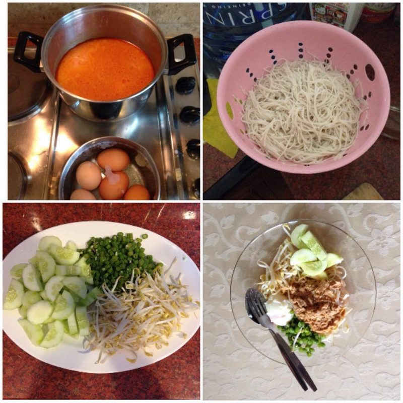 I made tuna curry noodles (ขนมจีนทูน่า) for the first time.