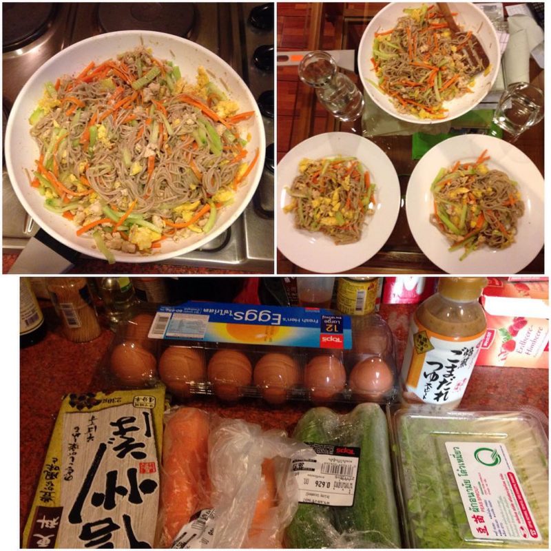 I just made Japanese noodles. I got the recipes from Japanese cooking tv show.