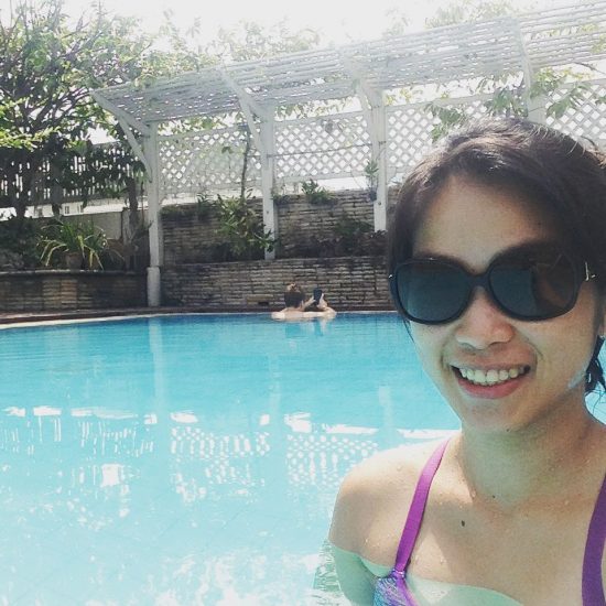 Good morning Sunshine!  After doing yoga practice, I came straight into the swimming pool.