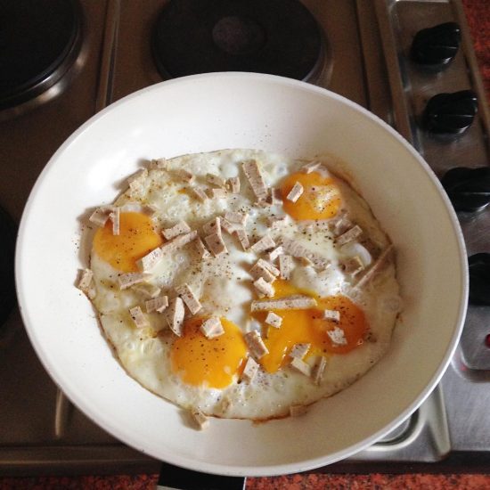 Eggs with หมูยอ @earnsaenmuk