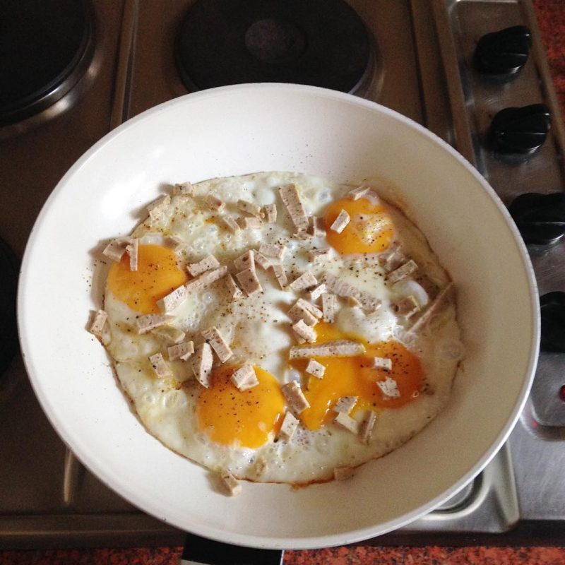 Eggs with หมูยอ @earnsaenmuk