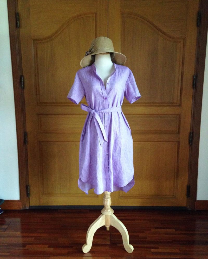 💜💜💜Purple linen shirt dress with 2 side pockets