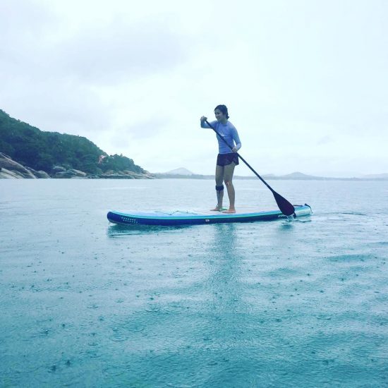 We were paddling very far out of the beach for the first time. The instructor asked how good our swimming skills are. Lol I was a bit nervous to come out this far without a life jacket. Later I realized that when I went surfing, I also didn't have it. And the water was very deep. I was very careful this time so I didn't fall at all. In fact I was afraid of the jelly fish especially in this season.