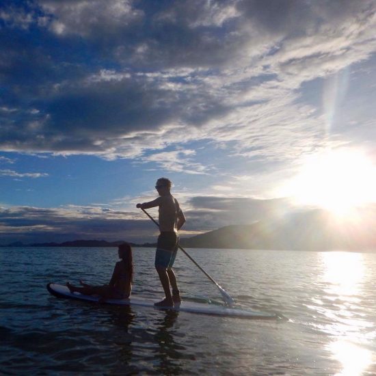 Evening SUP on our one year anniversary.. we love our activities so much. ❤️😍 on our birthday, we went wakeboarding. On our one year anniversary, we paddled together.