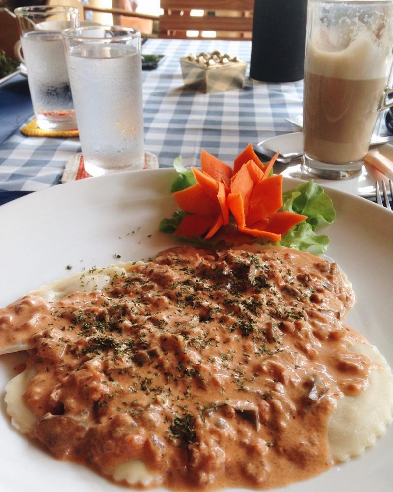 @armyxxl was craving for  German food. So we came to Swiss restaurant which they have German/Swiss food. I ordered pumpkin Ravioli with arrabbiata sauce, German style. Homemade sauce was really good.