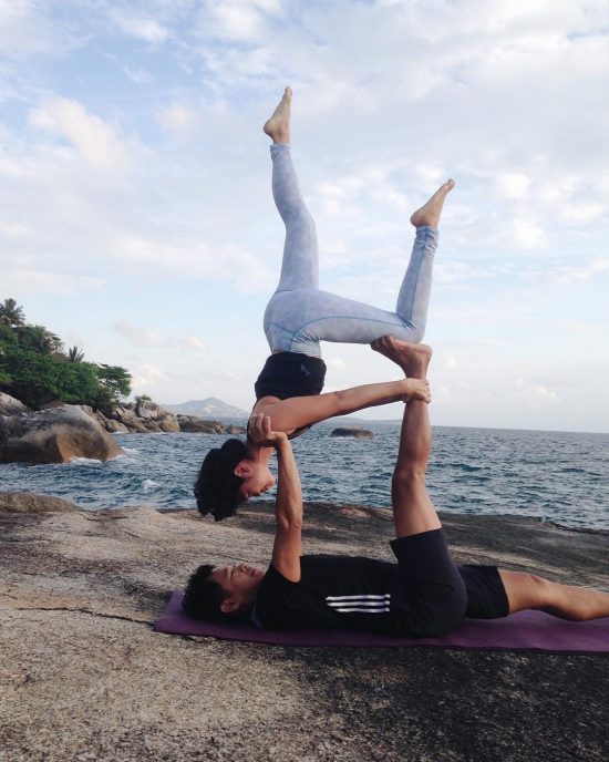 I did acro yoga with my yoga teachers and yogi friends on the cliff today.