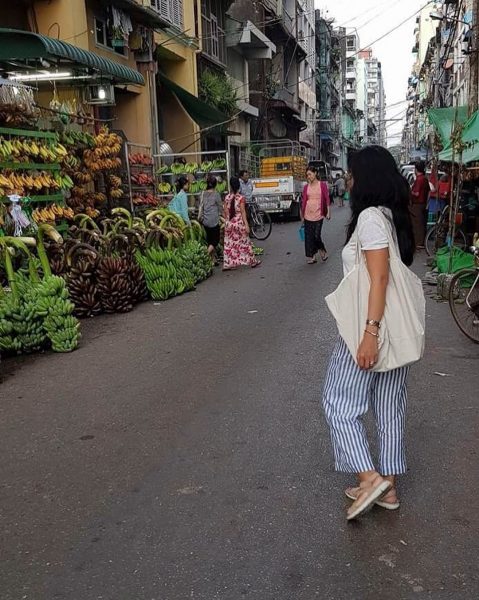 I made a design of these pants since October 2017. I got inspired by a combination of work and casual styles.  I first made a prototype in striped grey and white. I wore them  during my Bangkok and Myanmar travel trips and even on my interview for Taiwaree- Summer Lifestyle. @officialtaiwaree The pockets can fit my passport, plane ticket and a little small stuff that i could grab quickly during my travel trip. I love them. So I thought I will produce more. Soon they will be on my online store. PS they match a black bag (handmade by my designer friend @iamnatchamas )