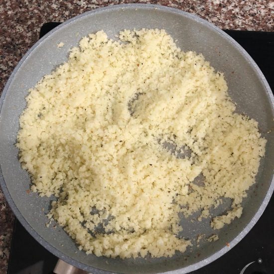 Making Cauliflower rice for dinner